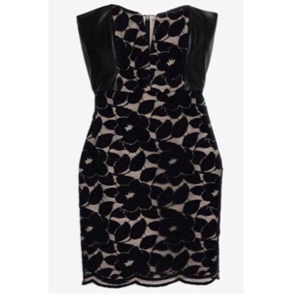 Michelle Mason strapless mini dress with leather size 2